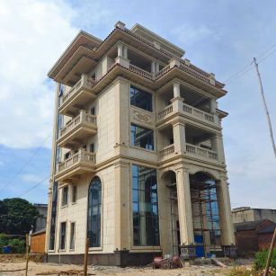 鹤岗 黄金麻花岗岩石材别墅外墙干挂搭配（雕花栏杆花瓶柱门楼罗马柱）