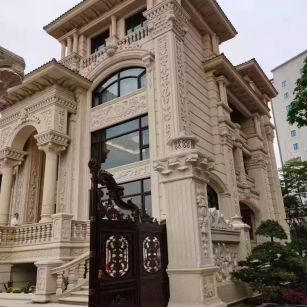 鹤岗 黄金麻花岗岩别墅外墙干挂效果展示