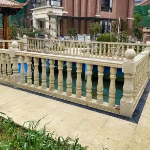 鹤岗黄金麻花岗岩石材栏杆，扶手，将军柱，花瓶柱