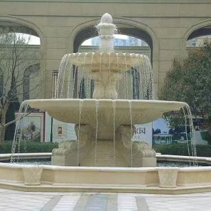 鹤岗 黄金麻花岗岩异型加工——户外庭院石雕流水喷泉