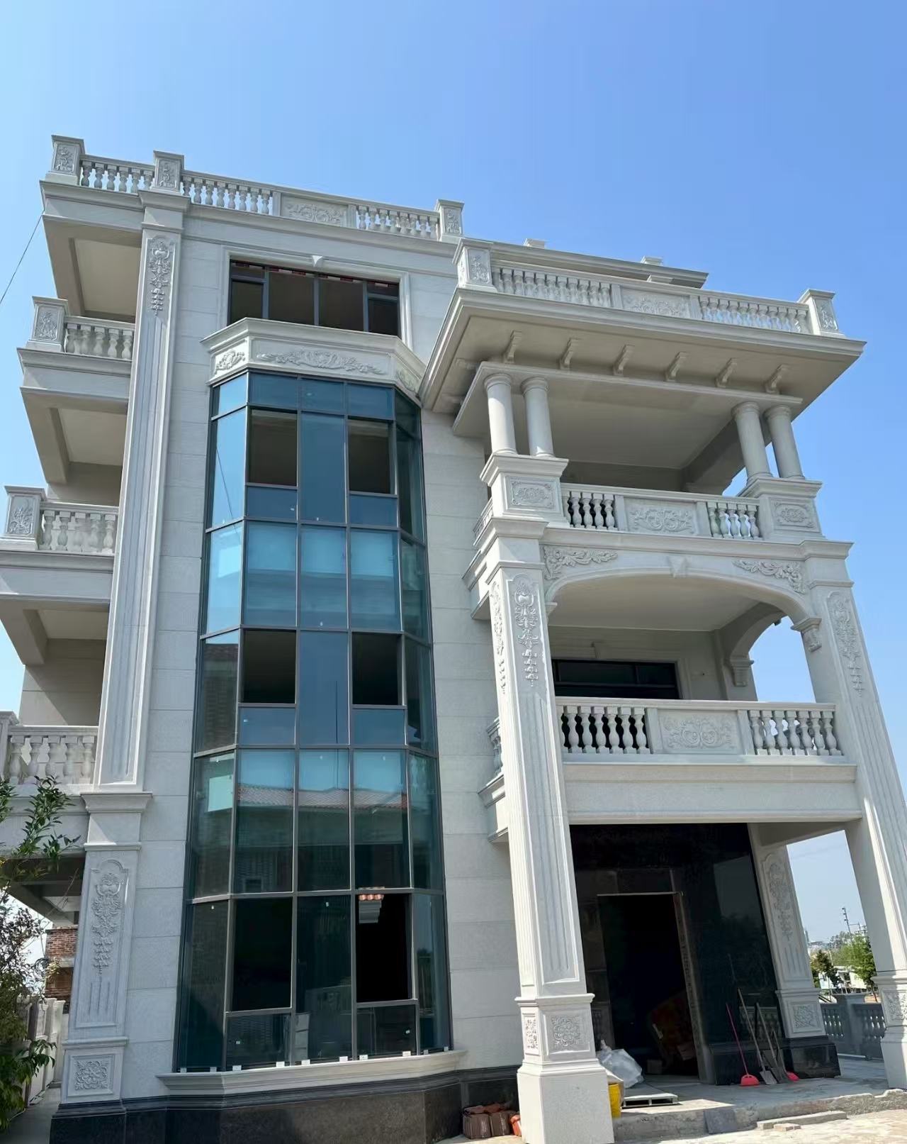 鹤岗 白麻花岗岩别墅外墙干挂效果展示