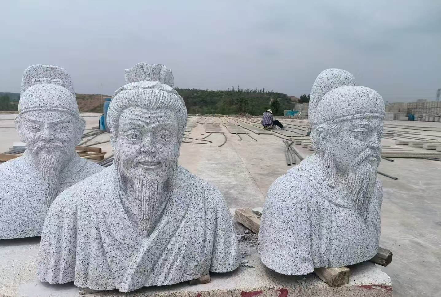 鹤岗 白麻花岗岩石材人物立体雕刻