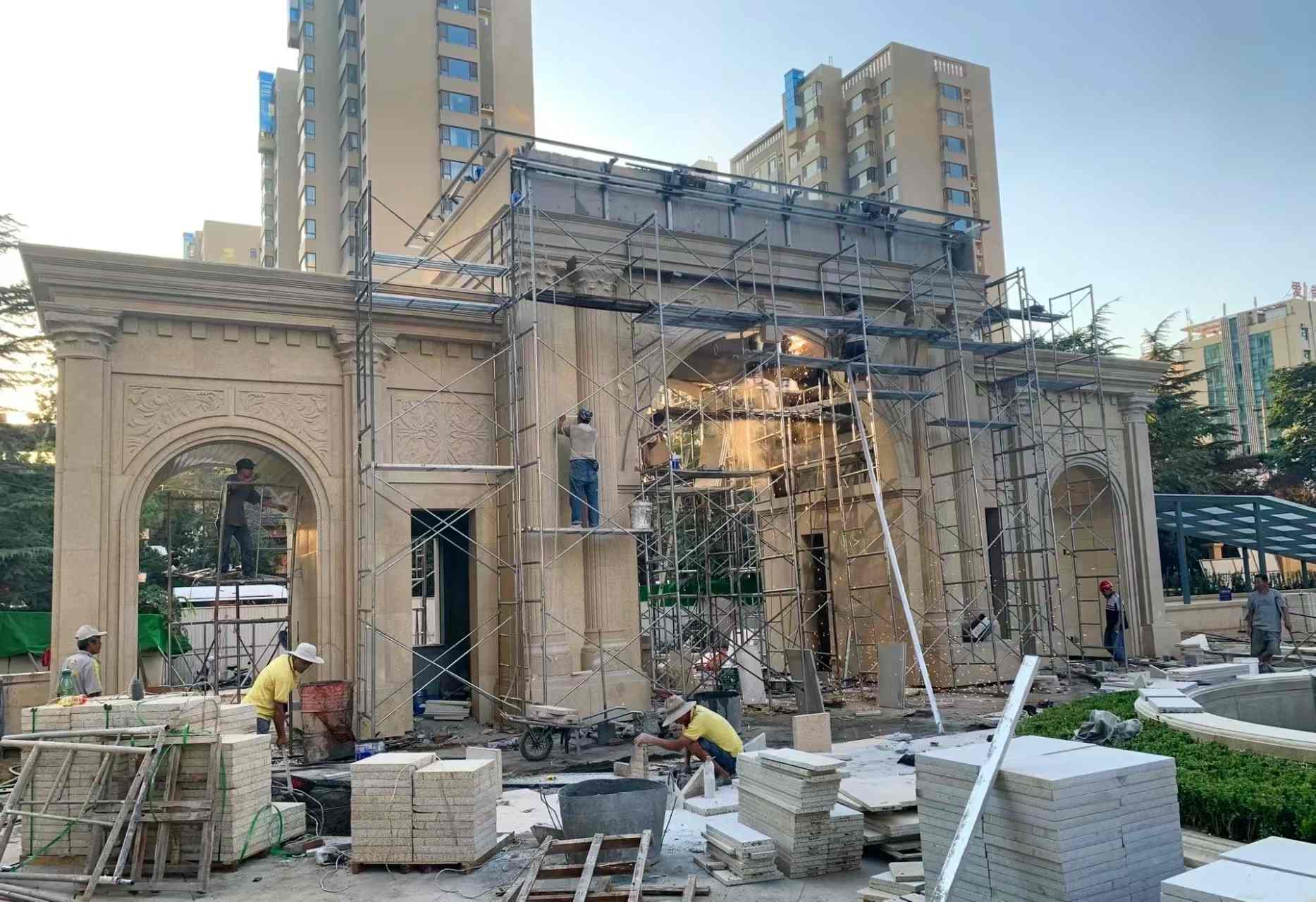 鹤岗 黄金麻荔枝面花岗岩小区门楼外墙干挂