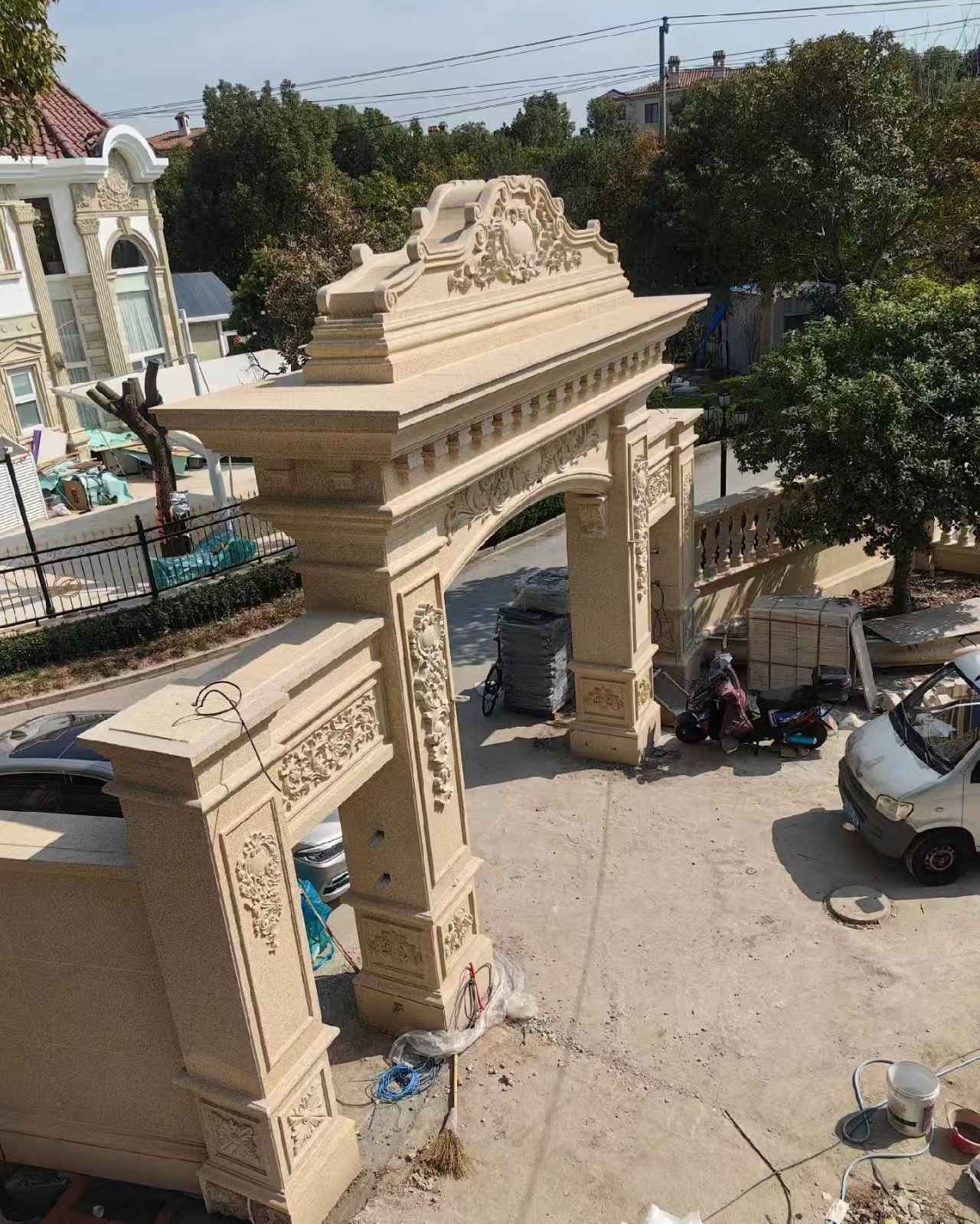 鹤岗 黄金麻荔枝面花岗岩别墅门楼